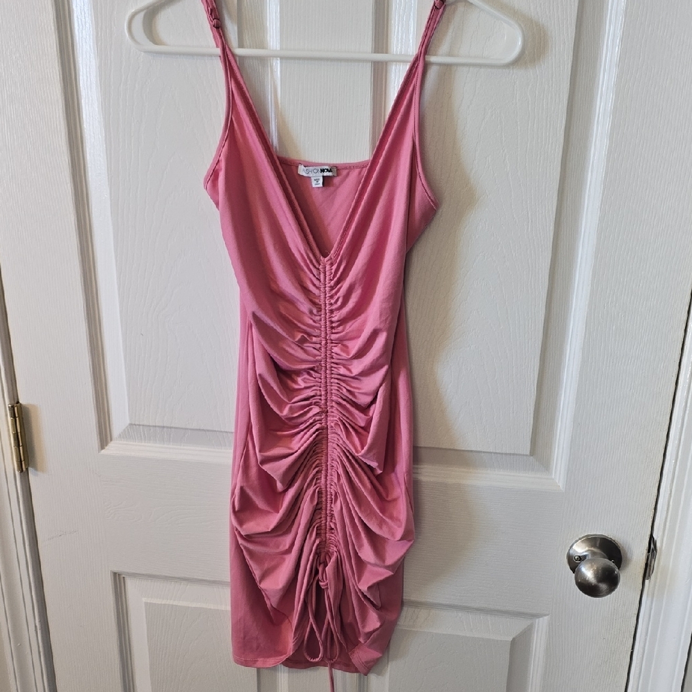 Fashion Nova Ruched Pink Mini Dress